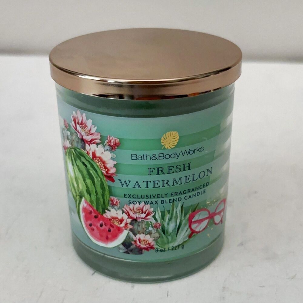 Bath & Body Works Fresh Watermelon Single Wick Candle 8 oz. 30-50 hrs